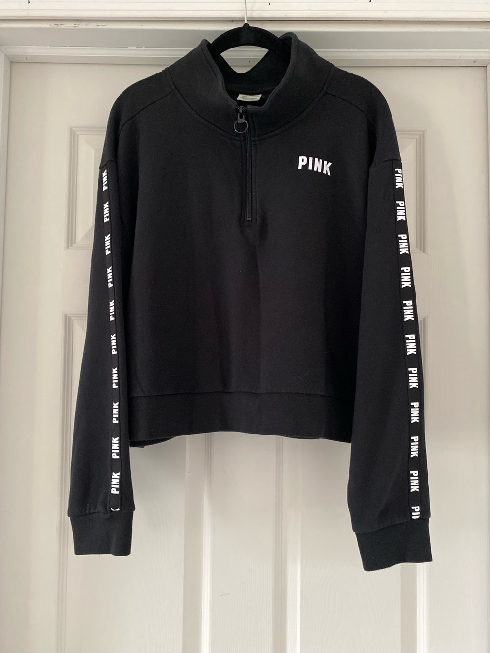Victoria Secret PINK Mock Neck Quarter Zip Pullover Sweatshirt Logo Women’s XL